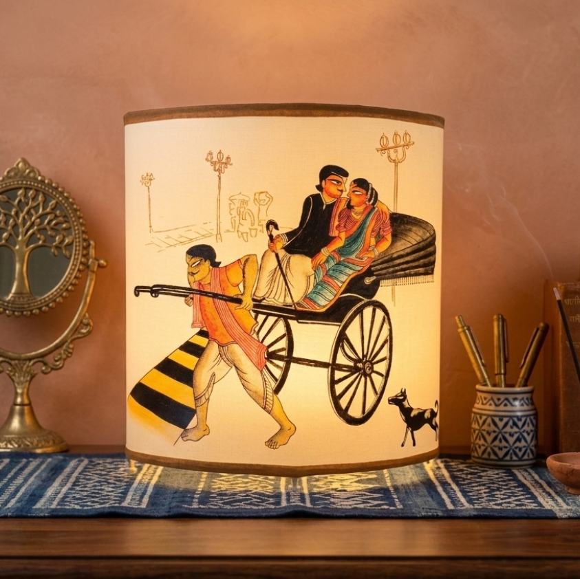 Table Lamp - Kalighat Pattachitra Babu- Bibi